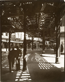 Berenice Abbott's The El, 2nd and 3rd Avenue Lines, Bowery and Division Street (Metropolitan Museum of Art, 1929)