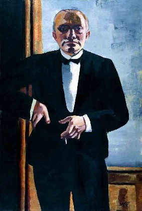 Max Beckmann's Self-Portrait in Tuxedo (Busch-Reisinger Museum, Harvard, photo by Katya Kallsen, 1927)