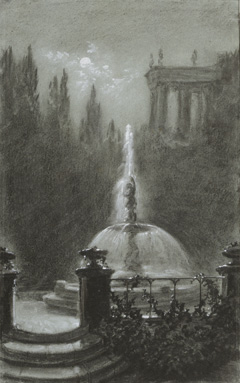 Carl Gustav Carus's Fountain Before a Temple (Thaw Collection, 1854–1857)