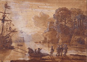 Claude's The Disembarkation of Aeneas and His Companions in Latium (École des Beaux-Arts, 1640–1650)