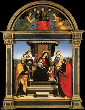 from Raphael's Colonna Altarpiece (Metropolitan Museum, 1505)