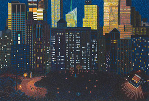 Yvonne Jacquette's Late Sun Above Madison Square Park (D. C. Moore gallery, 2012)