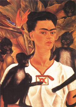 Frida Kahlo's Self Portrait with Monkeys (Albright-Knox Art Gallery, 1943)