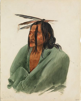 Karl Bodmer's Wáh-Menítu, Lakota Sioux Man (photo by Bruce M. White, Joslyn Art Museum, 1833)