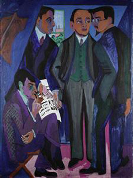 Ernst Ludwig Kirchner's A Group of Artists (The Painters of the Brücke) (Museum Ludwig, Cologne, 1926)
