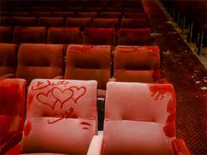 Myriam Boulos's 'I Love You to Death' on a Seat of the Abandoned Versailles Theater, Beirut, November 16 (Magnum Photos/International Center of Photography, 2013)