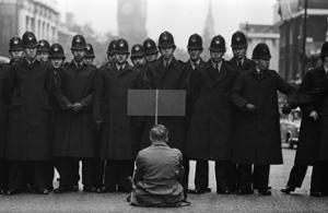 Don McCullin's Protestor, Cuban Missile Crisis, Whitehall Street, 1962 (courtesy of the artist/Howard Greenberg gallery)