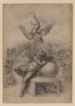 Michelangelo's The Dream (Il Sogno) (photo by the Frick Collection, Courtauld Gallery, c. 1533)