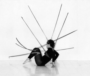 Senga Nengudi's Performance Piece (photo by Harmon Outlaw, Thomas Erben gallery, 1978)