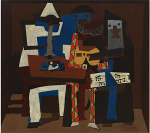 Pablo Picasso's Three Musicians (estate of the artist/Museum of Modern Art, 1921)