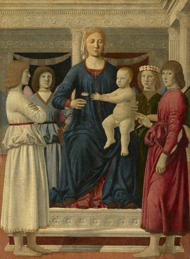 Piero della Francesca's Virgin and Child Enthroned with Four Angels (Sterling and Francis Clark Art Institute, c. 1460–1470)