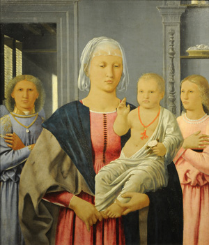 Piero della Francesca's Madonna and Child with Two Angels (Palazzo Ducale, Urbino, c. 1464–1474)