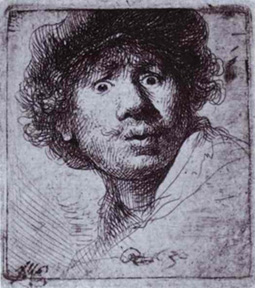 Rembrandt's Self-Portrait with Wide-Open Eyes (Rijksmuseum, 1630)