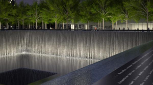 National September 11 Memorial: visualization of pool at night (Squared Design Lab, 2011)