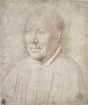 Jan van Eyck's Portrait of an Older Man (photo by Herbert Boswank, Kupferstich-Kabinett, c. 1435–1440)