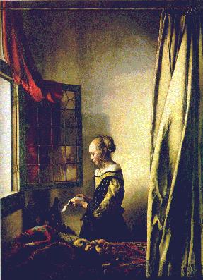 Jan Vermeer's A Woman Reading a Letter (Kemper Palace, Dresden, 1657)