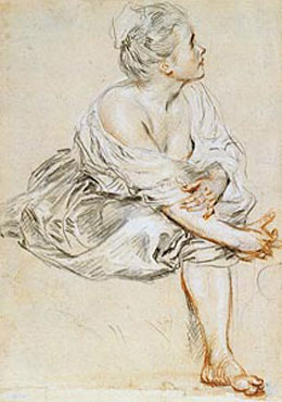 Jean Antoine Watteau's Seated Young Woman (Morgan Library, c. 1716)