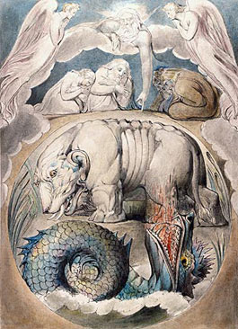 William Blake's Behemoth and Leviathan from the Book of Job (Morgan Library, c. 1805–1810)