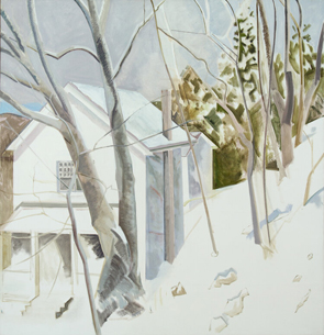 Lois Dodd's Neighbor's House in Snow (Alexandre gallery, 1979)