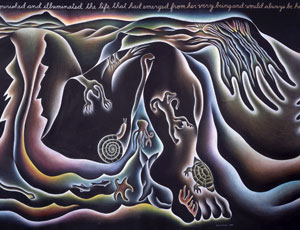 Judy Chicago's The Birth Project: In the Beginning (detail) (courtesy of Judy Chicago/ARS, 1982)