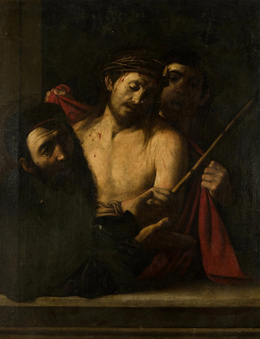 Jusepe de Ribera's or Caravaggio's Ecce Homo (photo courtesy of Marco Voena, c. 1606)